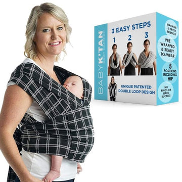 Baby K'tan Slings Baby K’tan Pre-Wrapped Ready To Wear-Mad for Plaid Black - Baby Carrier